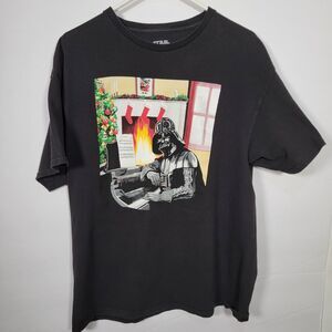 Star Wars T-Shirt Darth Vader Christmas Graphic Logo Black Mens Size XL